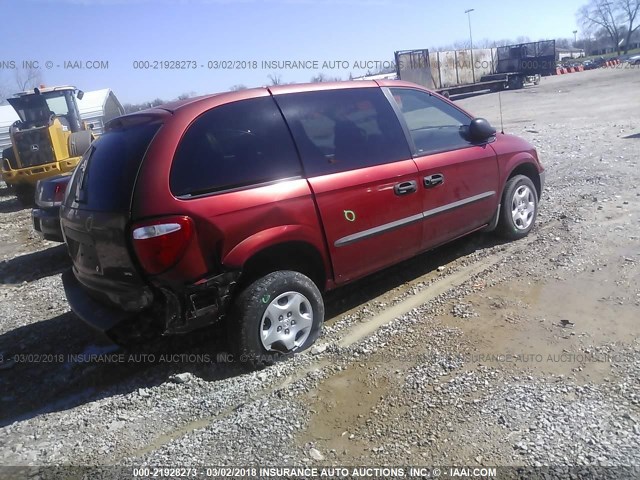 1B4GP25312B710053 - 2002 DODGE CARAVAN SE RED photo 4