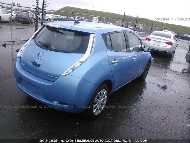 1N4AZ0CP0DC415431 - 2013 NISSAN LEAF S/SV/SL BLUE photo 4