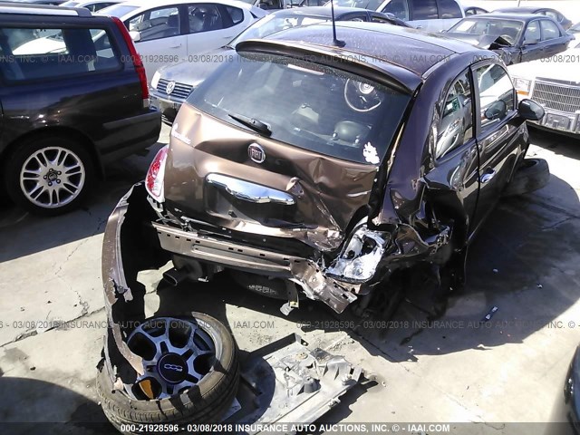 3C3CFFBR6CT103283 - 2012 FIAT 500 SPORT BROWN photo 4