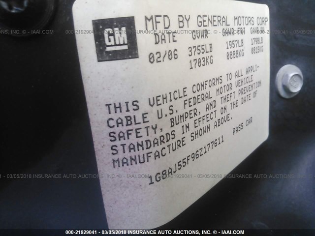 1G8AJ55F96Z177611 - 2006 SATURN ION LEVEL 2 栗色 照片 9