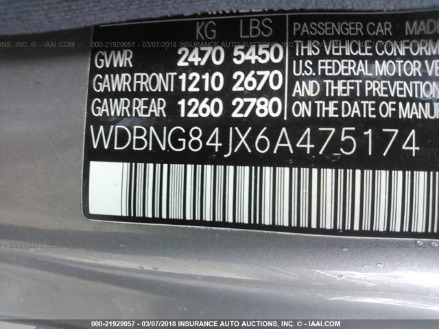 WDBNG84JX6A475174 - 2006 MERCEDES-BENZ S 500 4MATIC GRAY photo 9