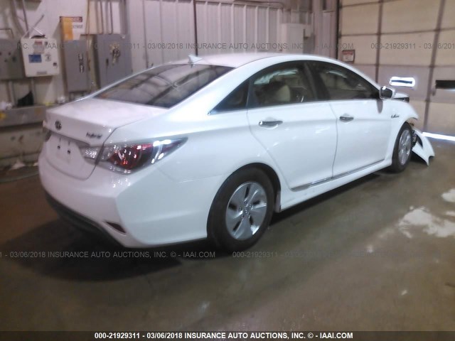 KMHEC4A43FA139480 - 2015 HYUNDAI SONATA HYBRID/LIMITED WHITE photo 4