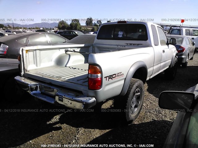 5TEWN72N04Z450945 - 2004 TOYOTA TACOMA XTRACAB SILVER photo 4