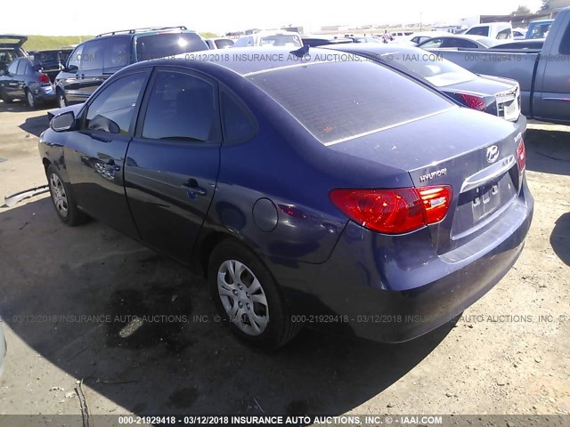 KMHDU4AD8AU135229 - 2010 HYUNDAI ELANTRA BLUE/GLS/SE BLUE photo 3