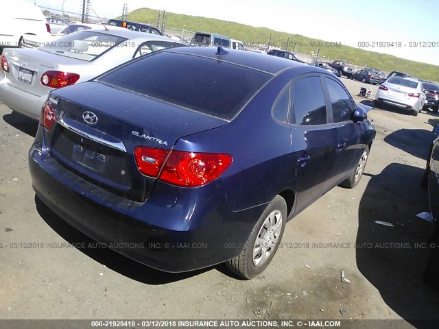 KMHDU4AD8AU135229 - 2010 HYUNDAI ELANTRA BLUE/GLS/SE BLUE photo 4