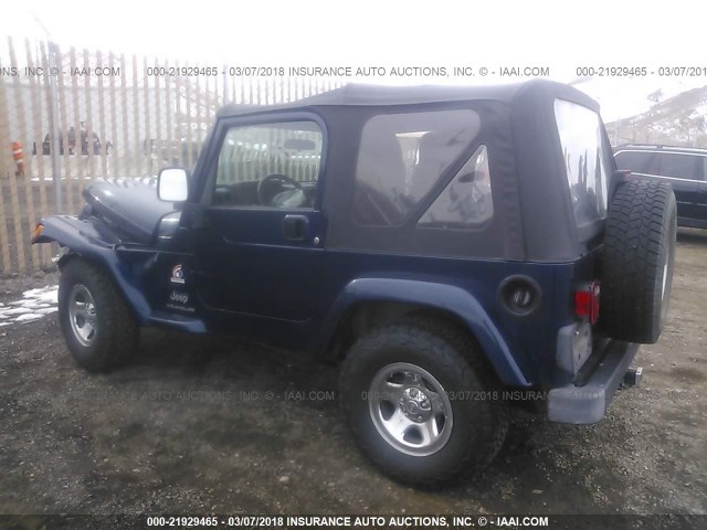 1J4FA39S63P352521 - 2003 JEEP WRANGLER COMMANDO/X BLUE photo 3