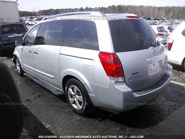 5N1BV28U28N109843 - 2008 NISSAN QUEST S/SE/SL SILVER photo 3