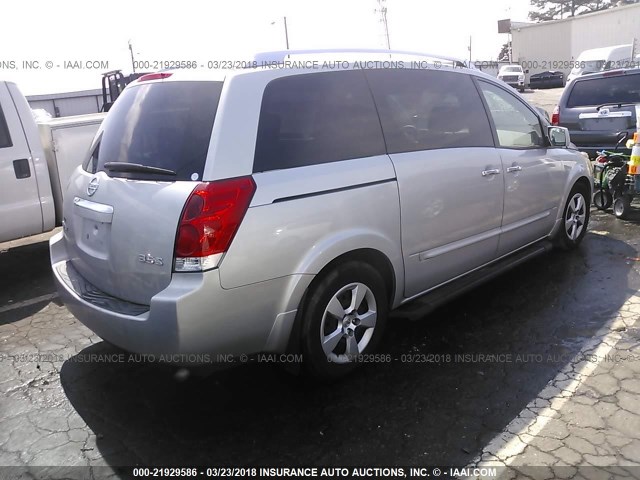 5N1BV28U28N109843 - 2008 NISSAN QUEST S/SE/SL SILVER photo 4