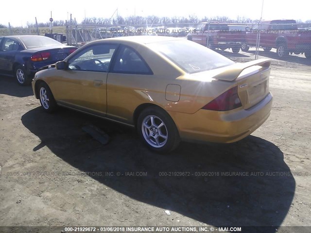 1HGEM22991L068459 - 2001 HONDA CIVIC SI/EX YELLOW photo 3