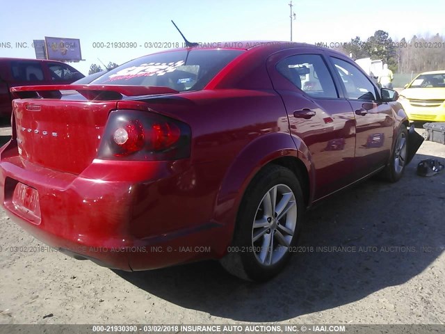 1C3CDZEG1CN132238 - 2012 DODGE AVENGER SXT RED photo 4