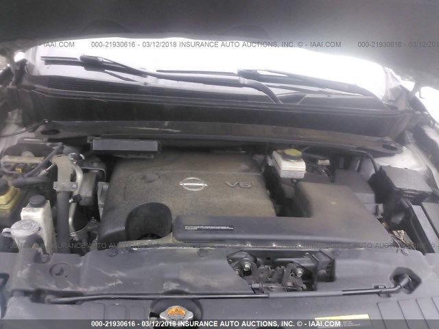 5N1AR2MM3DC609442 - 2013 NISSAN PATHFINDER S/SV/SL/PLATINUM 银色 照片 10