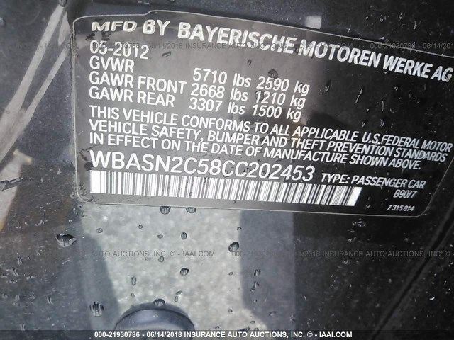 WBASN2C58CC202453 - 2012 BMW 535 IGT GRAY photo 9