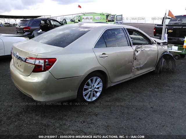 4T1BK1FK4CU500348 - 2012 TOYOTA CAMRY SE/XLE GOLD photo 4