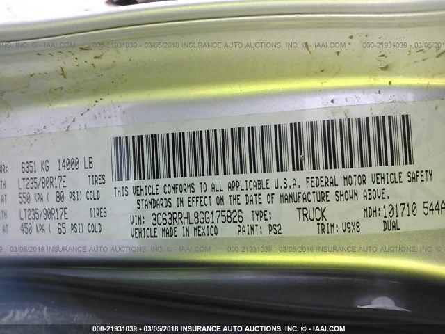 3C63RRHL8GG175826 - 2016 RAM 3500 SLT SILVER photo 10