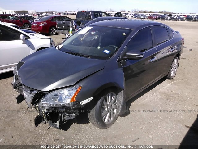 3N1AB7AP8FY325399 - 2015 NISSAN SENTRA S/SV/SR/SL GRAY photo 2