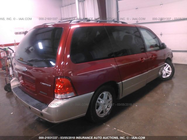 2FMDA58244BA33987 - 2004 FORD FREESTAR LIMITED RED photo 4