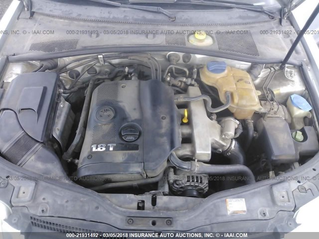 WVWPD63B41P141388 - 2001 VOLKSWAGEN PASSAT GLS SILVER photo 10