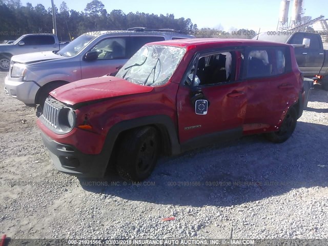 ZACCJAAT4GPD37851 - 2016 JEEP RENEGADE SPORT Կարմիր լուսանկար 2