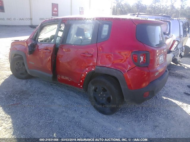 ZACCJAAT4GPD37851 - 2016 JEEP RENEGADE SPORT Կարմիր լուսանկար 3