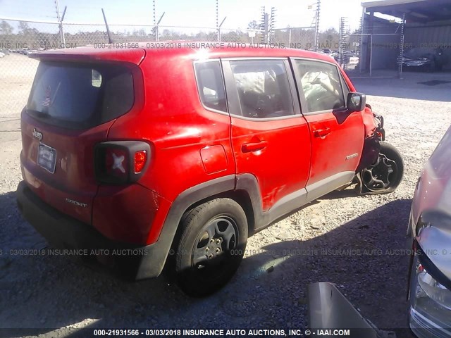 ZACCJAAT4GPD37851 - 2016 JEEP RENEGADE SPORT Կարմիր լուսանկար 4