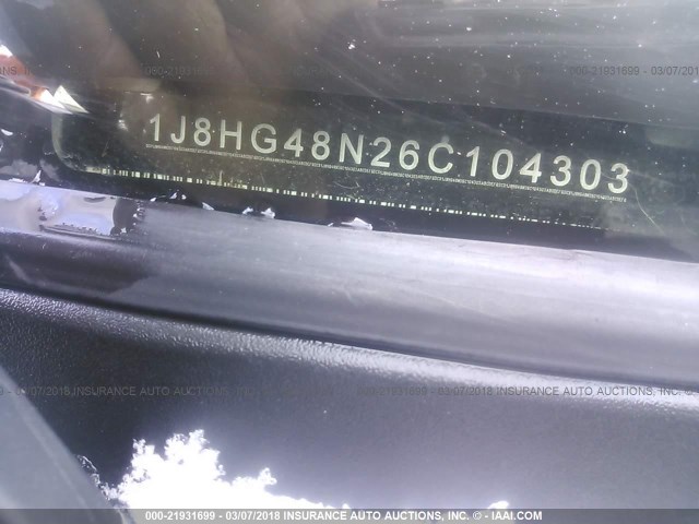 1J8HG48N26C104303 - 2006 JEEP COMMANDER SILVER photo 9