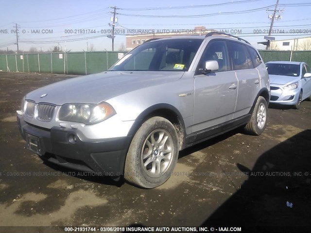 WBXPA734X4WC44749 - 2004 BMW X3 2.5I SILVER photo 2