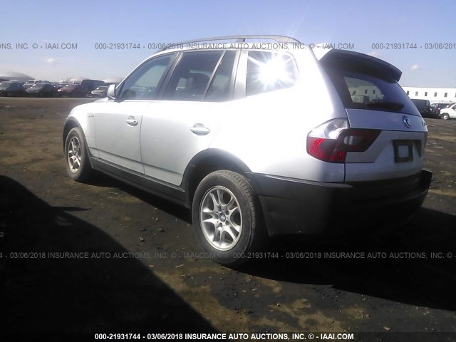 WBXPA734X4WC44749 - 2004 BMW X3 2.5I SILVER photo 3