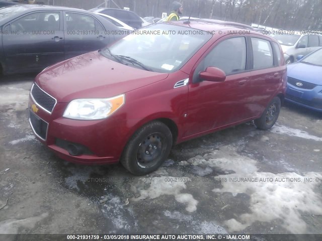 KL1TD66E49B349212 - 2009 CHEVROLET AVEO LS/LT RED photo 2