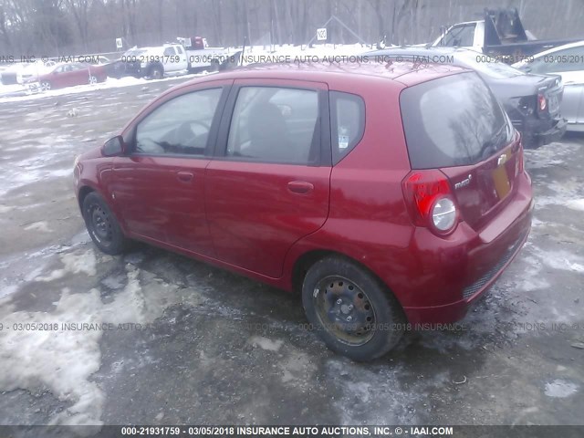 KL1TD66E49B349212 - 2009 CHEVROLET AVEO LS/LT RED photo 3