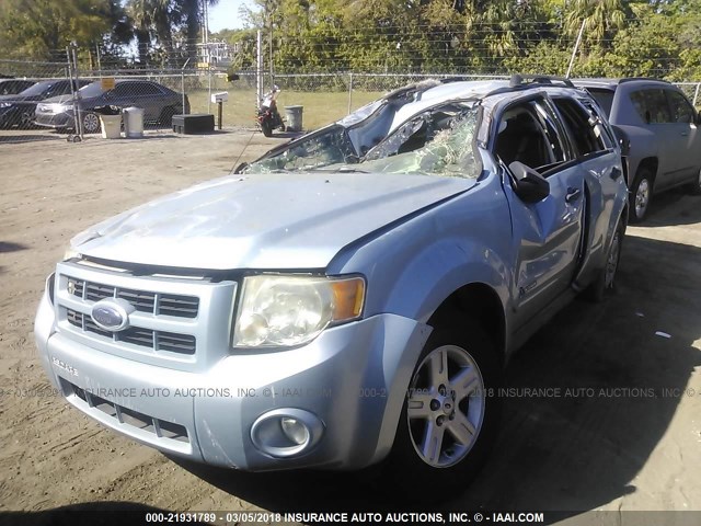 1FMCU49389KA99668 - 2009 FORD ESCAPE HYBRID Light Blue photo 2