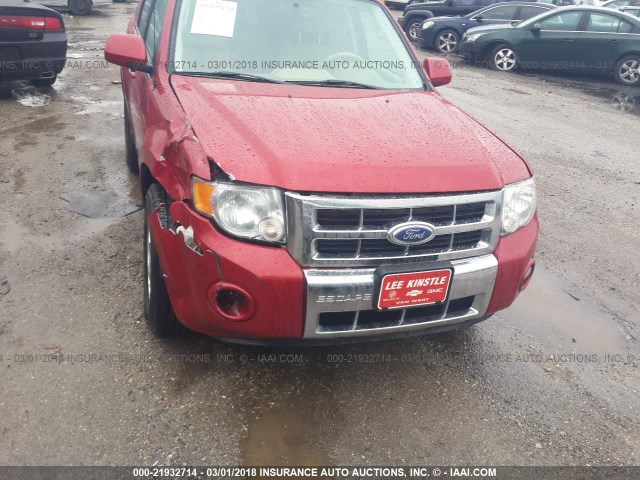 1FMCU9EG9BKC06416 - 2011 FORD ESCAPE LIMITED RED photo 6