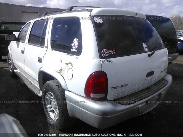 1B4HS58N82F189732 - 2002 DODGE DURANGO SLT PLUS WHITE photo 3