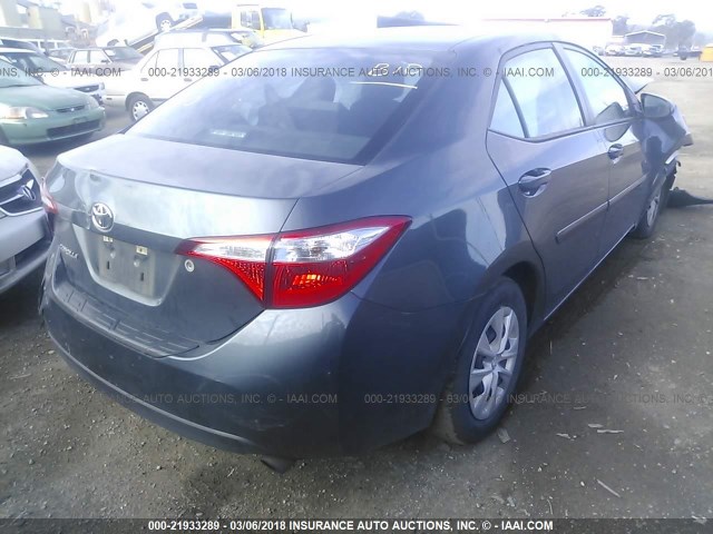 5YFBURHE2FP335177 - 2015 TOYOTA COROLLA L/LE/LE PLS/PRM/S/S PLS GRAY photo 4