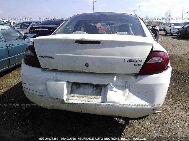 1B3ES26C43D117589 - 2003 DODGE NEON SE WHITE photo 6