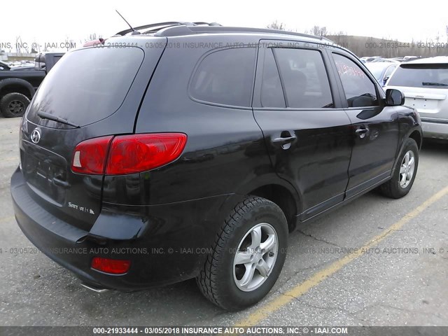 5NMSG13D57H037208 - 2007 HYUNDAI SANTA FE GLS BLACK photo 4