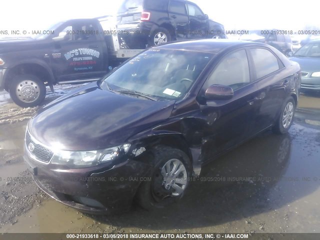 KNAFU4A26B5445139 - 2011 KIA FORTE EX BURGUNDY photo 2