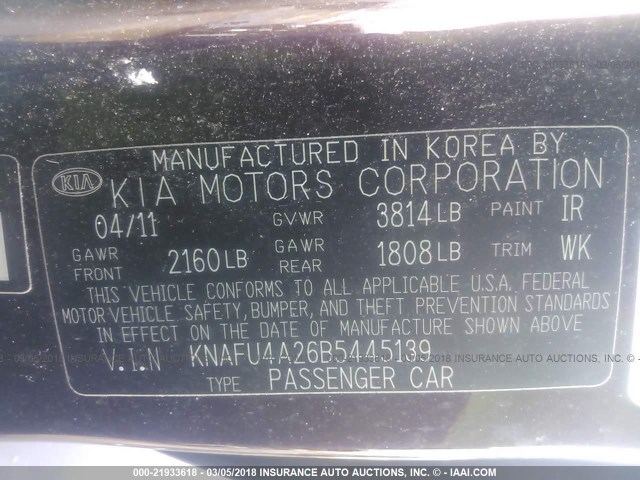 KNAFU4A26B5445139 - 2011 KIA FORTE EX BURGUNDY photo 9