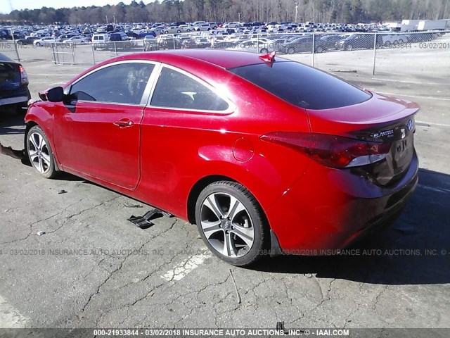 KMHDH6AE2DU017996 - 2013 HYUNDAI ELANTRA COUPE GS/SE RED photo 3