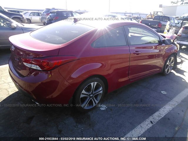 KMHDH6AE2DU017996 - 2013 HYUNDAI ELANTRA COUPE GS/SE RED photo 4