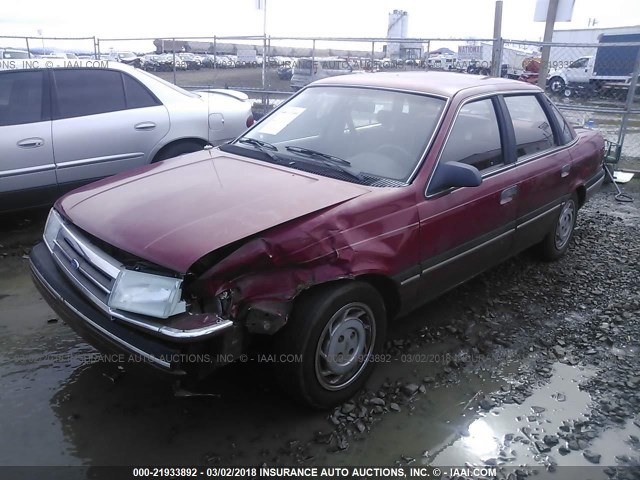 2FAPP36X1LB131057 - 1990 FORD TEMPO GL RED photo 2