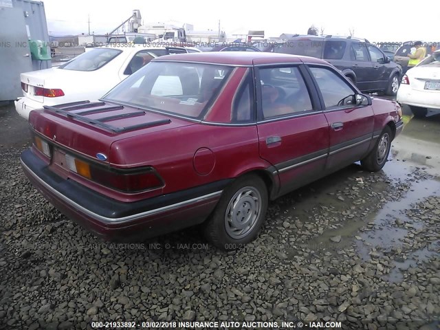 2FAPP36X1LB131057 - 1990 FORD TEMPO GL RED photo 4