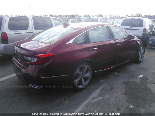 1HGCV1F97JA014596 - 2018 HONDA ACCORD TOURING RED photo 4