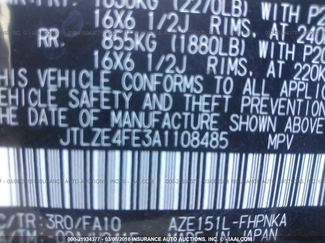 JTLZE4FE3A1108485 - 2010 TOYOTA SCION XB PURPLE photo 9