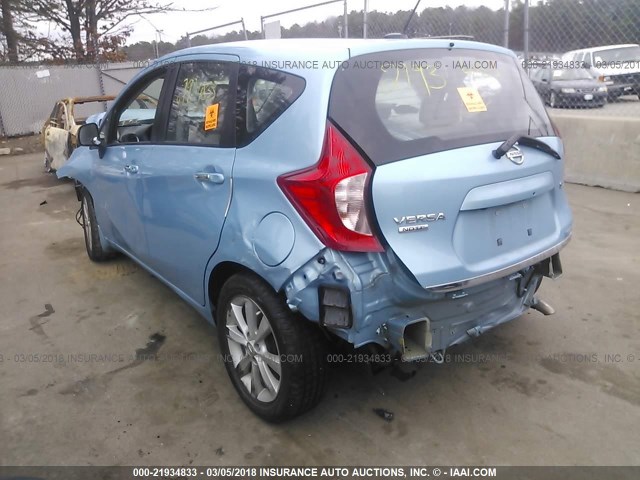 3N1CE2CP5EL351339 - 2014 NISSAN VERSA NOTE S/S PLUS/SV/SL BLUE photo 3