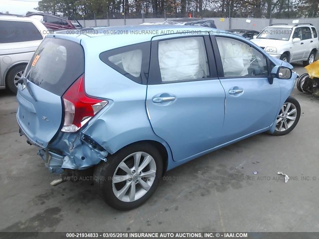 3N1CE2CP5EL351339 - 2014 NISSAN VERSA NOTE S/S PLUS/SV/SL BLUE photo 4
