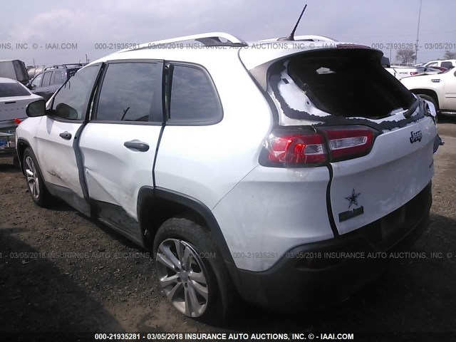 1C4PJLAB8FW657714 - 2015 JEEP CHEROKEE SPORT WHITE photo 3