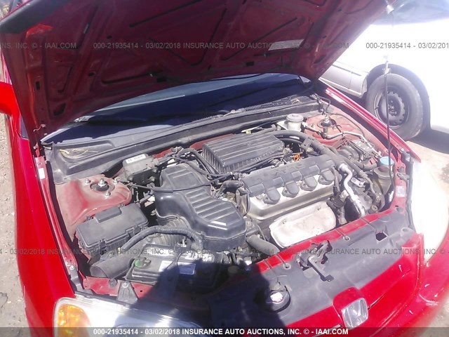 1HGEM22961L074624 - 2001 HONDA CIVIC SI/EX RED photo 10