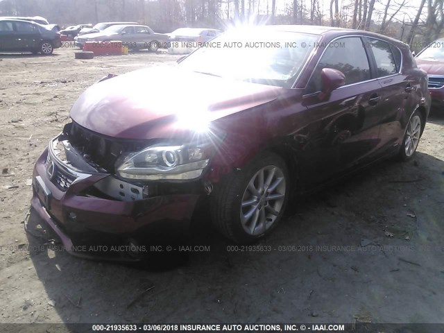 JTHKD5BH8D2148628 - 2013 LEXUS CT 200 RED photo 2