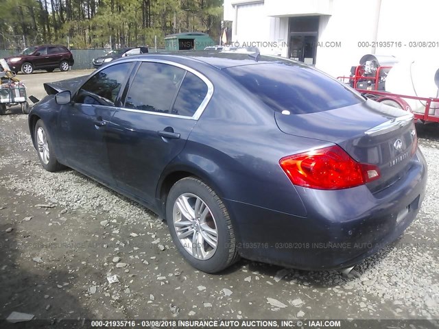 JN1CV6AR8AM454587 - 2010 INFINITI G37 BLUE photo 3