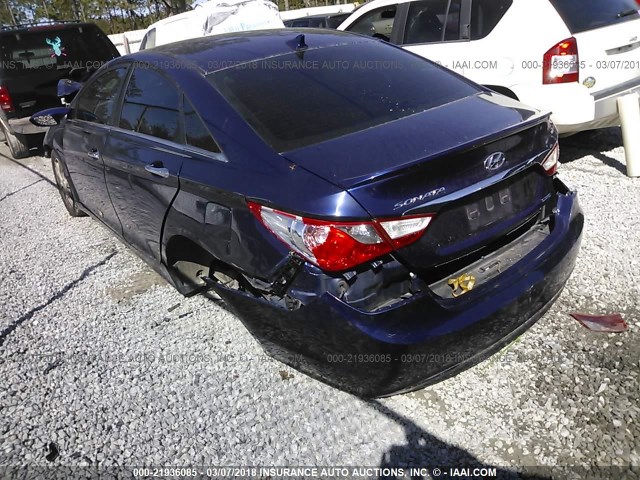 5NPEC4AC4BH018486 - 2011 HYUNDAI SONATA SE/LIMITED BLUE photo 3